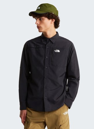 The North Face NF0A8FU5JK31-M SEQUOIA LONG SLEEVE Siyah Regular Fit Düz Erkek Gömlek