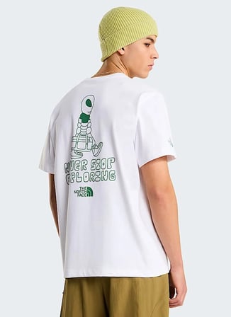 The North Face NF0A8G9GFN41-ALIEN  RELAXED-GRAPHI Beyaz Yuvarlak Yaka Regular Fit Baskılı Erkek T-Shirt