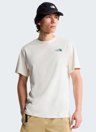 The North Face NF0A8G9PQLI1-M RETRO EARTH RELAXED Beyaz Yuvarlak Yaka  Regular Fit Düz Erkek T-Shirt