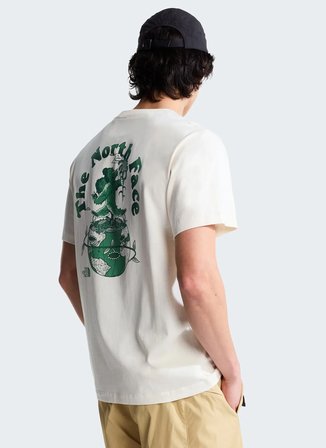 The North Face NF0A8G9PQLI1-M RETRO EARTH RELAXED Beyaz Yuvarlak Yaka  Regular Fit Düz Erkek T-Shirt