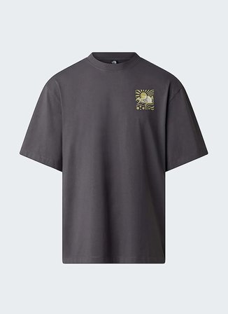 The North Face NF0A8GA0RHI1-M SUN OVERSIZE-GRAPHIC Gri Yuvarlak Yaka Regular Fit Baskılı Erkek T-Shirt