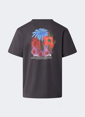 The North Face NF0A8GB2RHI1-M 1966 FLORA RELAXED Gri Yuvarlak Yaka  Regular Fit Baskılı Erkek T-Shirt