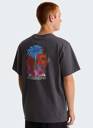 The North Face NF0A8GB2RHI1-M 1966 FLORA RELAXED Gri Yuvarlak Yaka  Regular Fit Baskılı Erkek T-Shirt