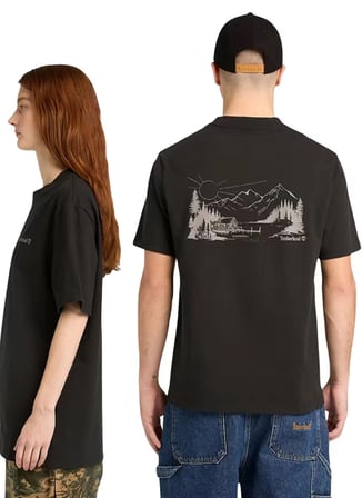 Timberland TB0A5MKY0011-Lake House Graphic Tee Siyah Yuvarlak Yaka Normal Baskılı Erkek T-Shirt
