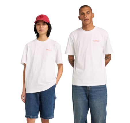 B0A5MPG1001-R Timberland Fishing Photo Back Garphic Tee Erkek T-Shirt Beyaz