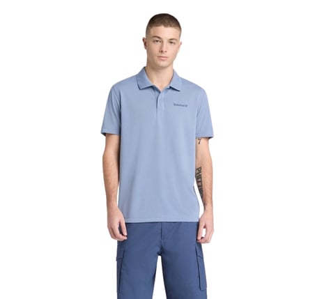 B0A679BB881-R Timberland Quıck-Dry Short Sleeve Polo Erkek T-Shirt Mavi