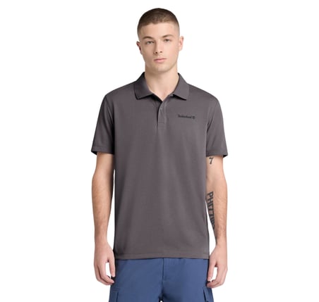 B0A679BW081-R Timberland Quıck-Dry Short Sleeve Polo Erkek T-Shirt Gri