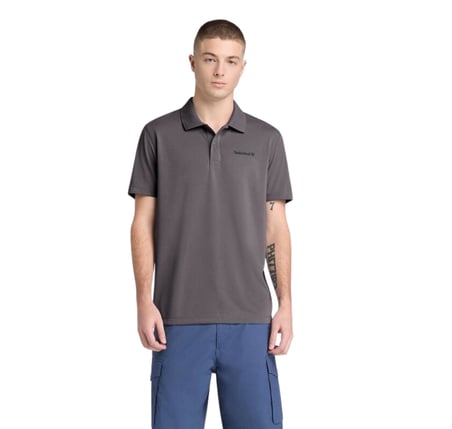 B0A679BW081-R Timberland Quıck-Dry Short Sleeve Polo Erkek T-Shirt Gri