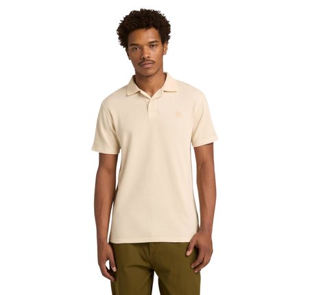 B0A41S5EFL1-R Timberland Wharf Rıver Waffle Short Sleeve Polo Erkek T-Shirt Krem