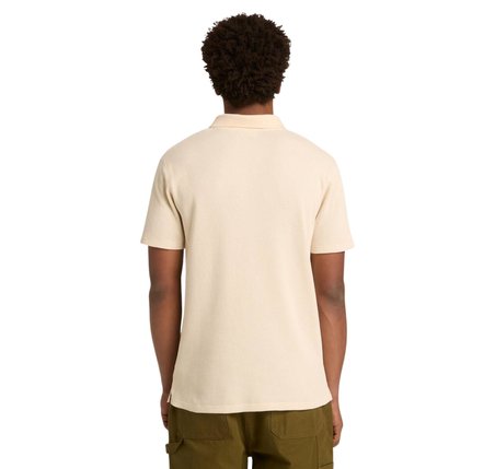 B0A41S5EFL1-R Timberland Wharf Rıver Waffle Short Sleeve Polo Erkek T-Shirt Krem