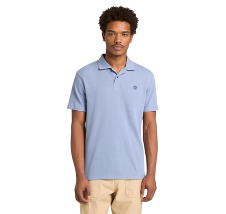 B0A41S5B881-R Timberland Wharf Rıver Waffle Short Sleeve Polo Erkek T-Shirt Mavi