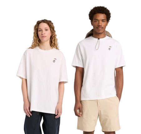 B0A5M841001-R Timberland Slogan Tee Erkek T-Shirt Beyaz