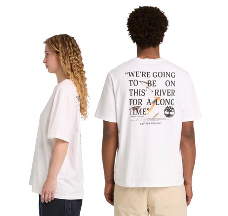 B0A5M841001-R Timberland Slogan Tee Erkek T-Shirt Beyaz