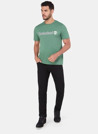 Timberland TB0A5UPQA6Z1-KENNEBEC RIVER Sleeve Yeşil Yuvarlak Normal Baskılı Erkek T-Shirt