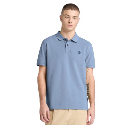B0A6VDPB881-R Timberland Mıllers Rıver Pique Short Sleeve Polo Erkek T-Shirt Mavi