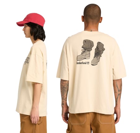 BC0YH332601-R Timberland Short Sleeve &amp;#039;&amp;#039;Timbs On My Feet&amp;#039;&amp;#039; Graphi Erkek T-Shirt Krem