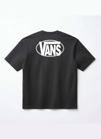 Vans VN000XCGBLK1 OVAL LOGO LOOSE SS TEE Siyah Yuvarlak Yaka Normal Desenli Erkek T-Shirt