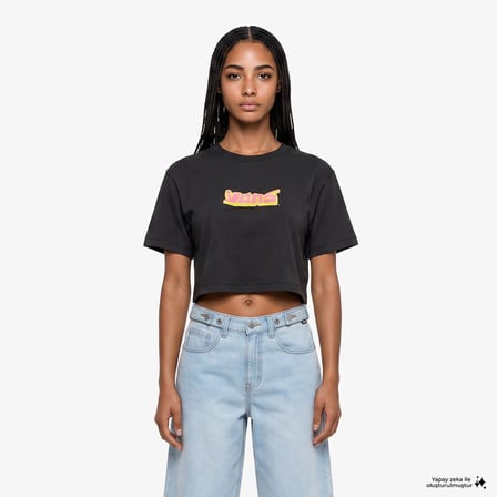 Vans Y2K Boho Relax Crop Kadın Siyah T-Shirt