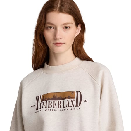 BC0YH5D5461-R Timberland Brushed Back Chest Graphic Crew Sweatshi Kadın Sweatshirt Bej