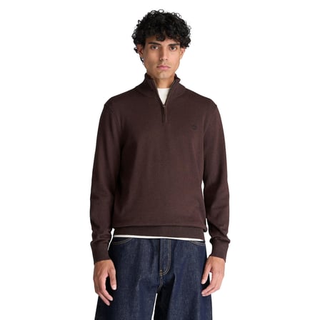 BC0YHAYC361-R Timberland Wıllıams Rıver Cotton 1-4 Zip Sweater Erkek Sweatshirt Kahve