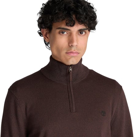 BC0YHAYC361-R Timberland Wıllıams Rıver Cotton 1-4 Zip Sweater Erkek Sweatshirt Kahve