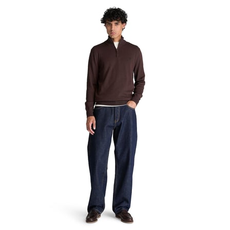 BC0YHAYC361-R Timberland Wıllıams Rıver Cotton 1-4 Zip Sweater Erkek Sweatshirt Kahve