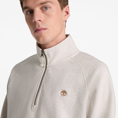 Timberland Exeter River Tree Embroidered Logo 1/4 Z Erkek Bej Sweatshirt