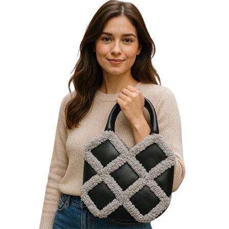 Uretti - Öznur 7392 1383 El Yapımı Puffy İp Kadın El Çantası / 25 cm x 25 cm