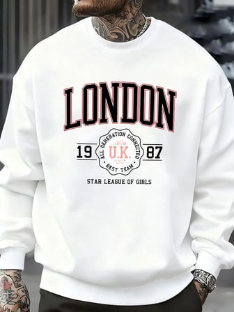 Londra İngiltere 1987 En İyi Takım Sporları Baskı Erkek Kazaklar Polar Günlük Kapüşonsuz Göml