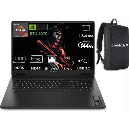 HP Omen 17-DB0019NT Amd Ryzen 7-8845HS A44QQEA-063 16GB 2tb Nvıdıa Geforce RTX4070 8gb Windows 11 Pro 17.3 Inç Fhd Taşınabilir Bilgisayar