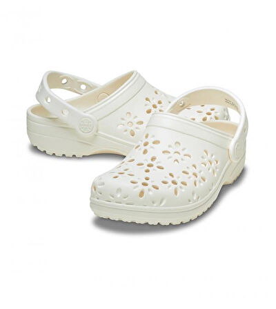 Classic Crocs Floral Cut Out Clog Bebek Terlik 210944-0WV Chalk