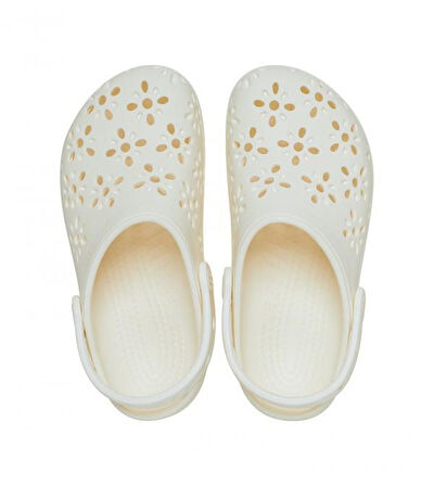 Classic Crocs Floral Cut Out Clog Bebek Terlik 210944-0WV Chalk