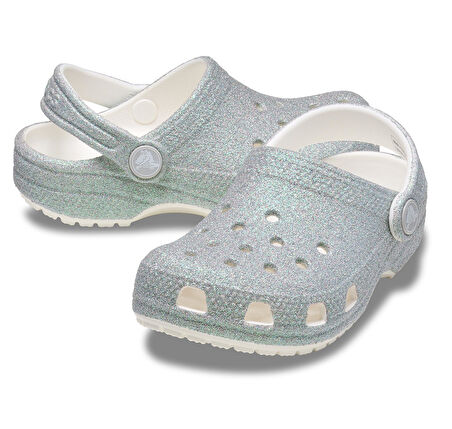 210985-100 Crocs Classic Iridescent Glitter Cgt çocuk Terlik Gri