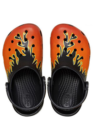 Crocs 211214 Classic Flames Clog T Siyah-Kırmızı Çocuk Terlik