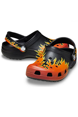 Crocs 211214 Classic Flames Clog T Siyah-Kırmızı Çocuk Terlik