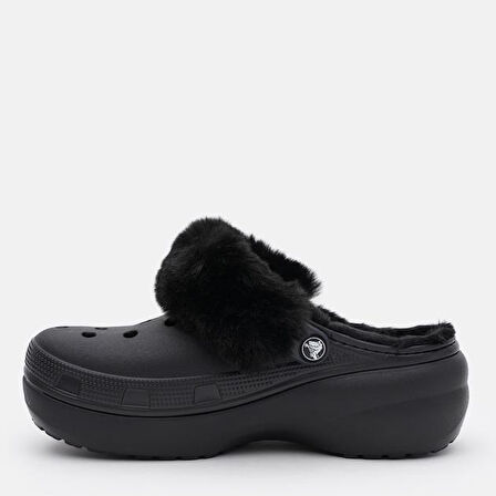 Crocs Classic Platform Fuzz Lined Clog Black Terlik 212854-001