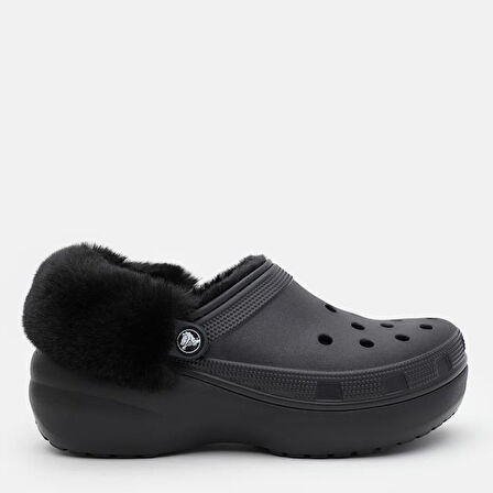 Crocs Classic Platform Fuzz Lined Clog Black Terlik 212854-001