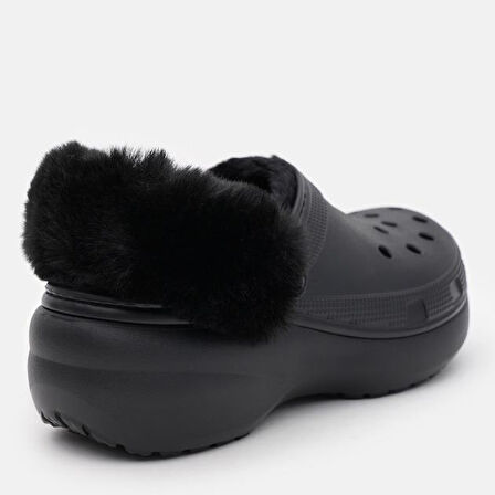 Crocs Classic Platform Fuzz Lined Clog Black Terlik 212854-001
