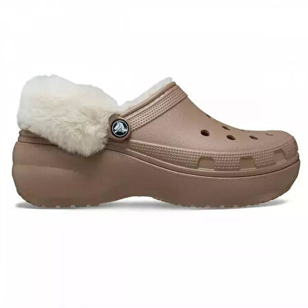 Crocs Classic Platform Fuzz Lined Clog Latte Terlik 212854_2Q9