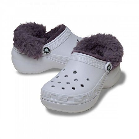 Crocs Classic Platform Fuzz Lined Clog Frosted Grape Terlik 212854-5BO