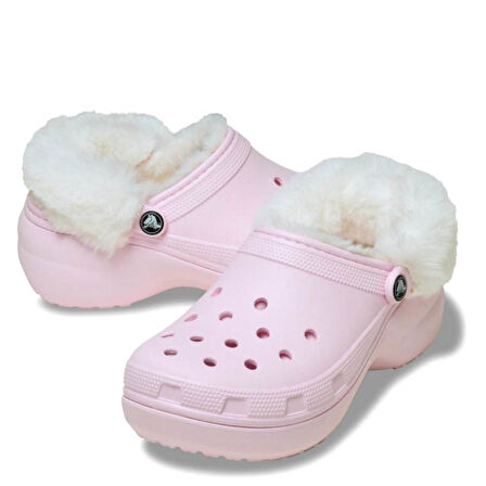 Crocs Classic Platform Fuzz Lined Clog Pink Milk Terlik 212854-6ZW