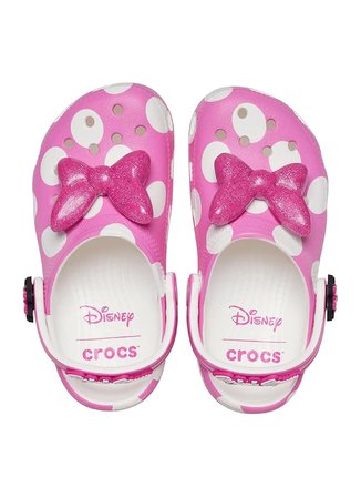 Crocs Pembe - Beyaz Kız Çocuk Plaj Terliği 212372-Minnie Mouse Cls Clg T