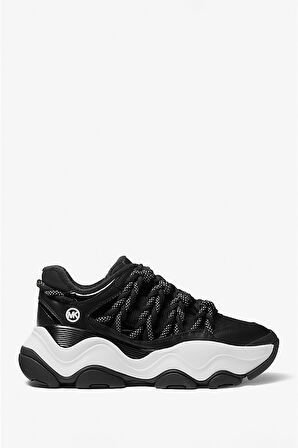 Kadın Atlas Cord Kordon Bağcıklı Chunky Sneakers - Siyah | 36,5