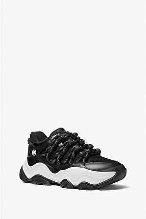 Kadın Atlas Cord Kordon Bağcıklı Chunky Sneakers - Siyah | 37