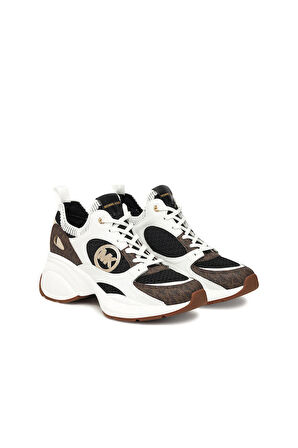 Kadın Zuma Knit Trainer İşlemeli Logolu Chunky Sneakers - Kahverengi/Beyaz | 38