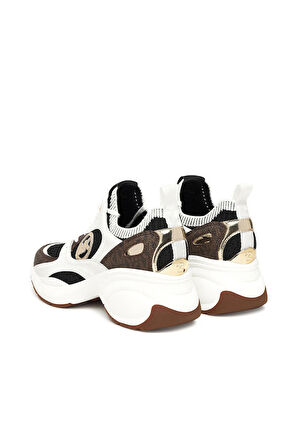 Kadın Zuma Knit Trainer İşlemeli Logolu Chunky Sneakers - Kahverengi/Beyaz | 38