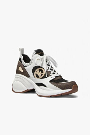 Kadın Zuma Knit Trainer İşlemeli Logolu Chunky Sneakers - Kahverengi/Beyaz | 38