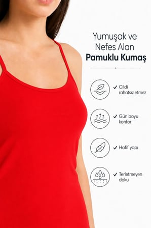 Kadın İp Askılı Atlet (TUTKU YETKİLİ SATICISI) - Pamuklu Rahat Kalıp Günlük Kullanım İç Giyim – 5 ADET
