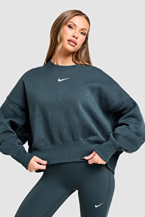 Nike Sportswear Essantial Collection Oversize Kesim Petrol Mavisi Kadın Sweatshrit