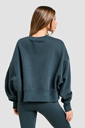 Nike Sportswear Essantial Collection Oversize Kesim Petrol Mavisi Kadın Sweatshrit